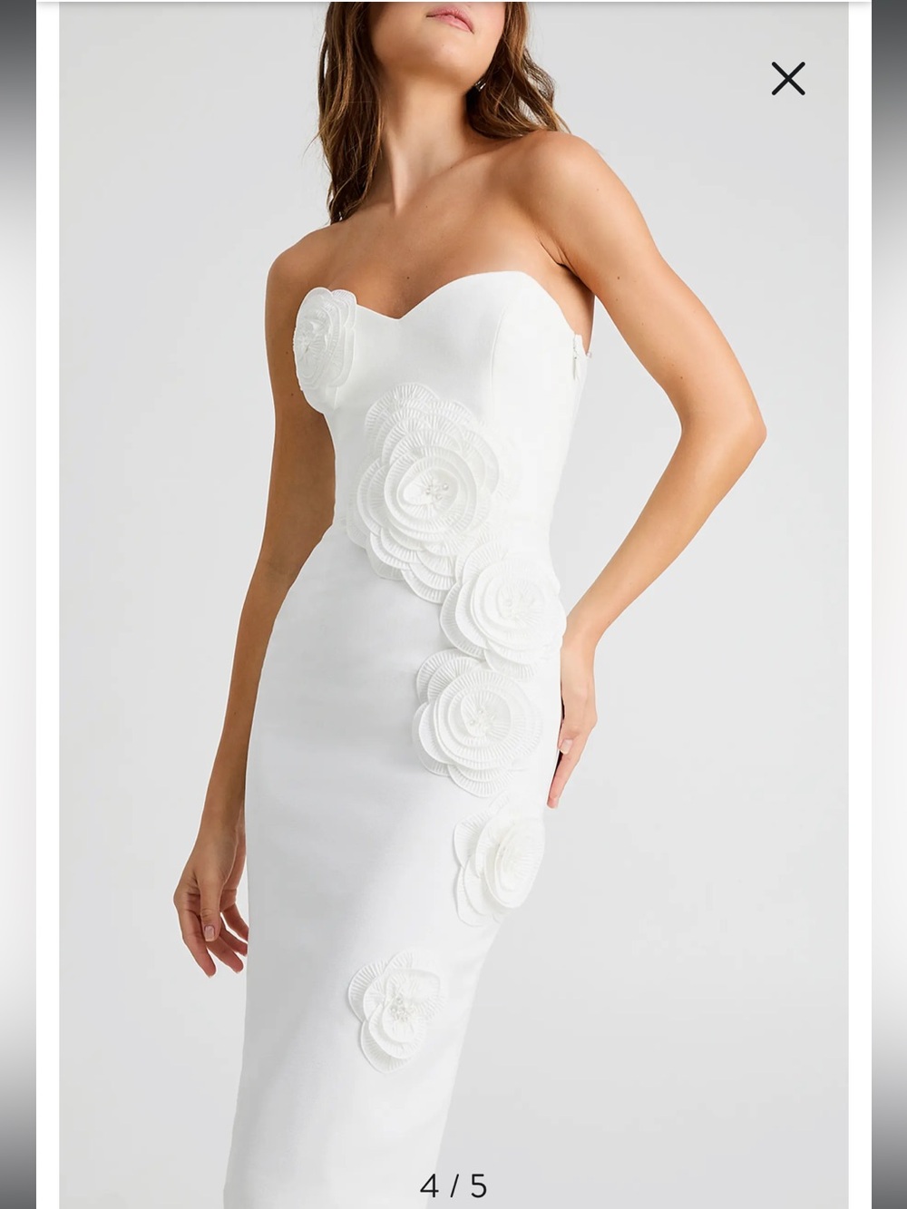 helsi kaia white 3d floral applique strapless midi bridal dress size small NEW - Picture 3 of 11